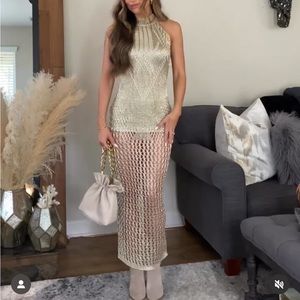 Metallic crochet dress